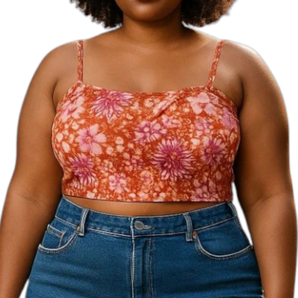 NWT Arizona Jean Company Floral Print Crop Cami XXL